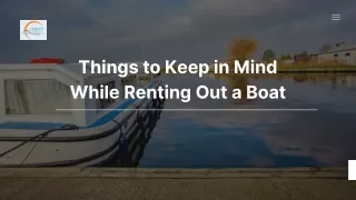 Things to Keep in Mind While Renting Out a Boat