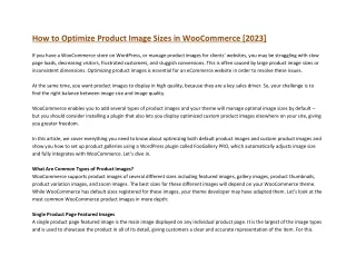 How to Optimize Product Image Sizes in WooCommerce