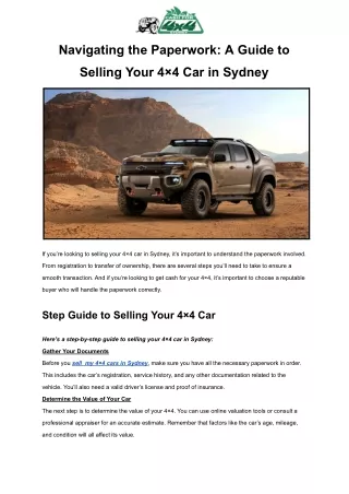 Navigating the Paperwork_ A Guide to Selling Your 4×4 Car in Sydney