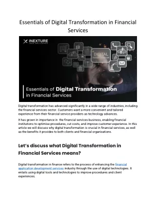 essentials of digital transformation in financial