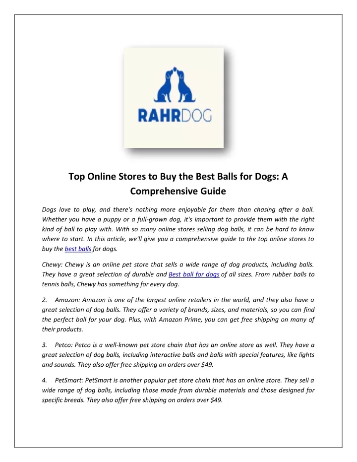 top online stores to buy the best balls for dogs