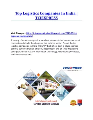 Top Logistics Companies In India | TCIEXPRESS