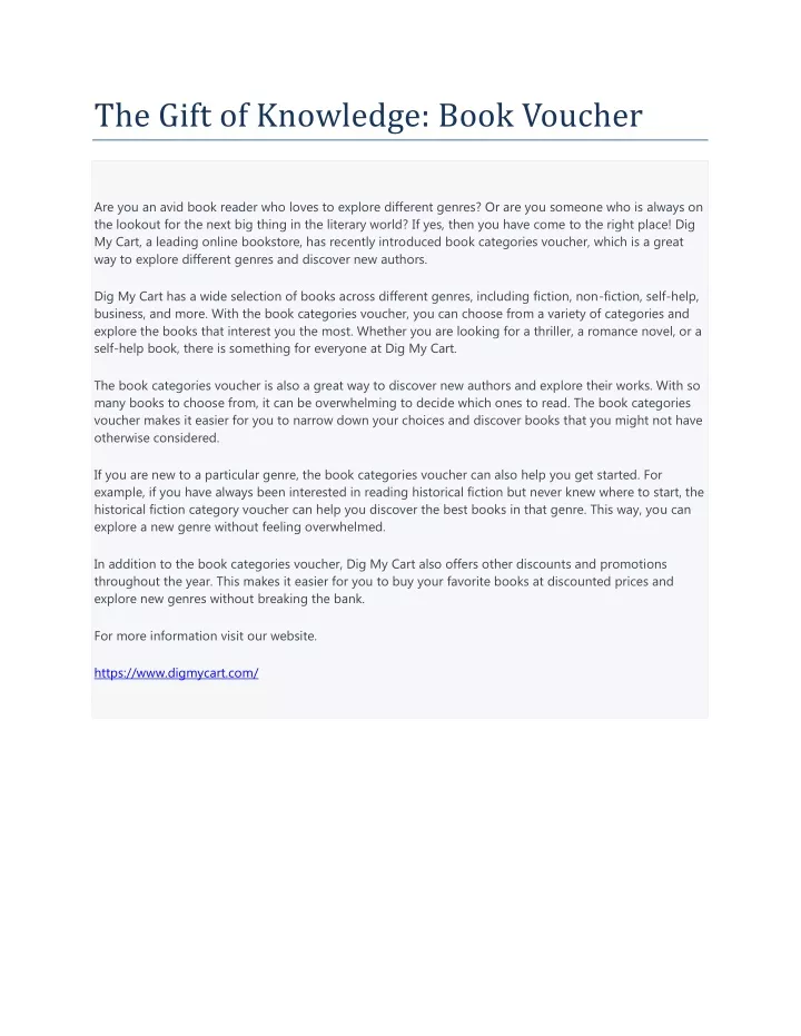 the gift of knowledge book voucher