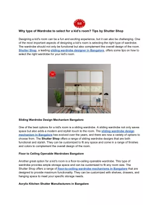why type of wardrobe to select for a kid s room