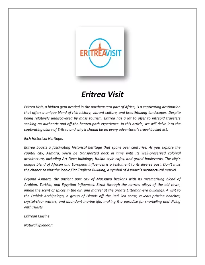 eritrea visit
