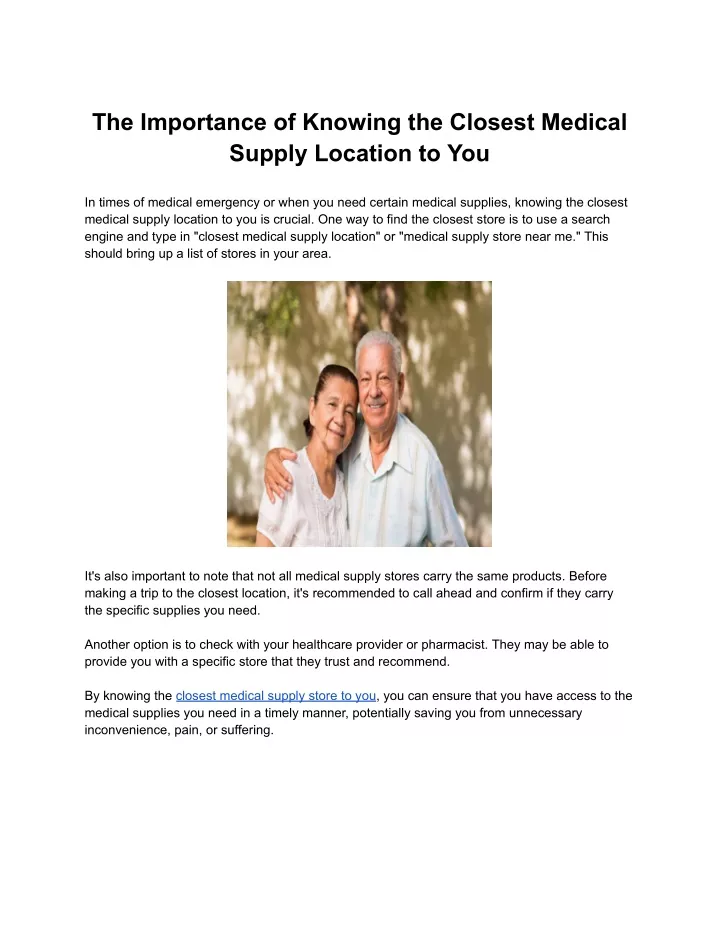 the importance of knowing the closest medical