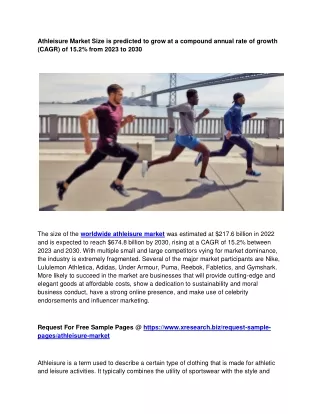 athleisure market size is predicted to grow
