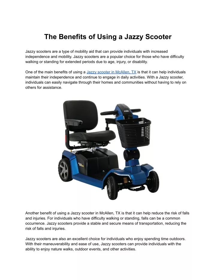 the benefits of using a jazzy scooter