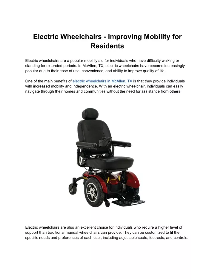 electric wheelchairs improving mobility
