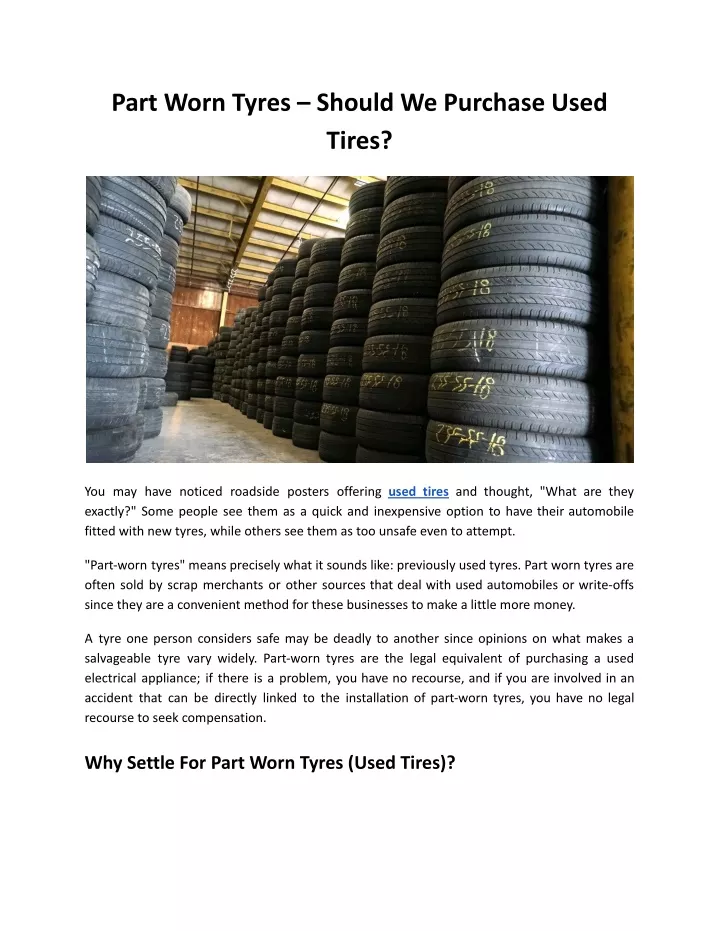 part worn tyres should we purchase used tires