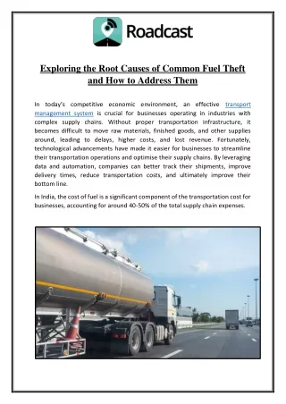 Exploring the Root Causes of Common Fuel Theft and How to Address Them