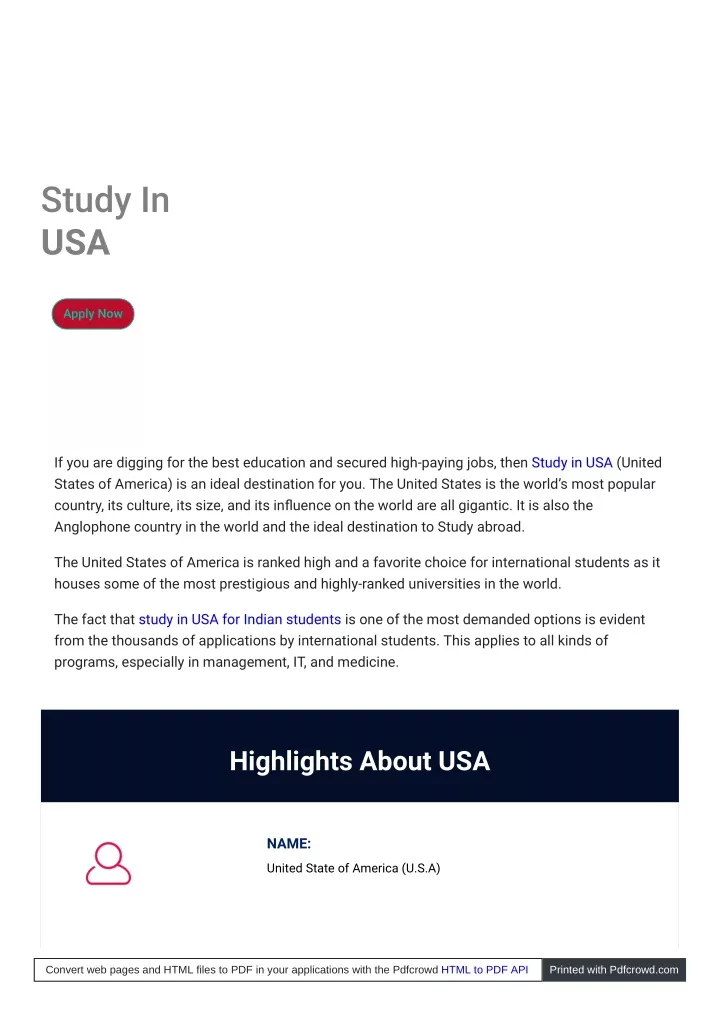 study in usa