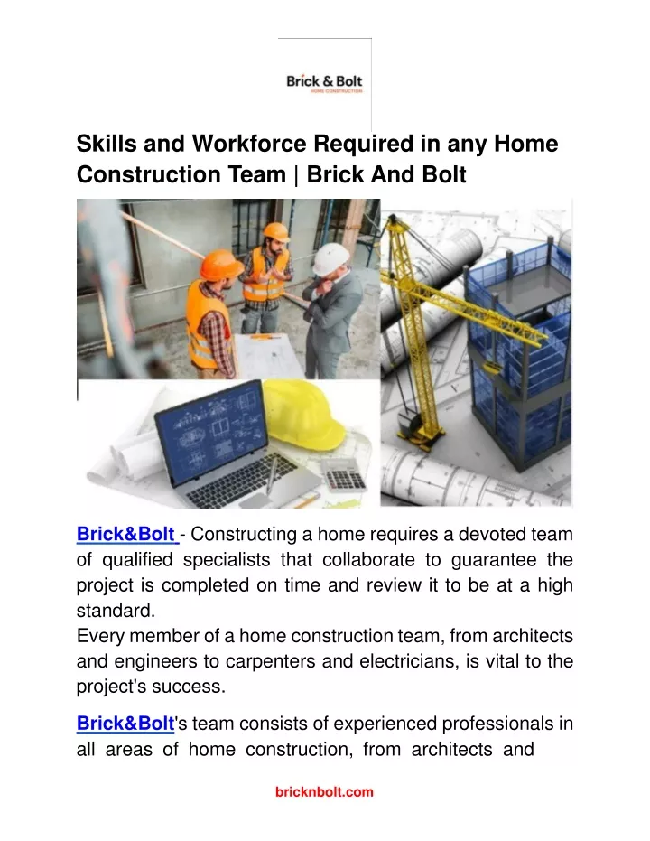 skills and workforce required in any home