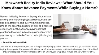 Maxworth Realty India Reviews - What Should You Know About Advance Payments While Buying a Home?