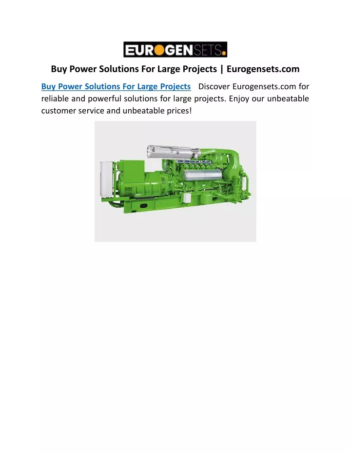 buy power solutions for large projects