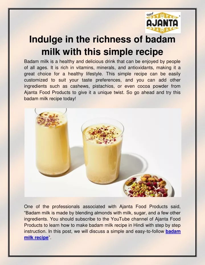 indulge in the richness of badam milk with this
