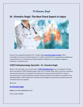 Dr. Virendra Singh: The Best Chest Expert in Jaipur