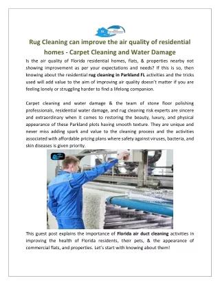Get the best Florida air duct cleaning - Carpet Cleaning and Water Damage