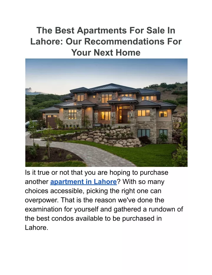 the best apartments for sale in lahore