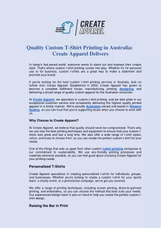 quality custom t shirt printing in australia