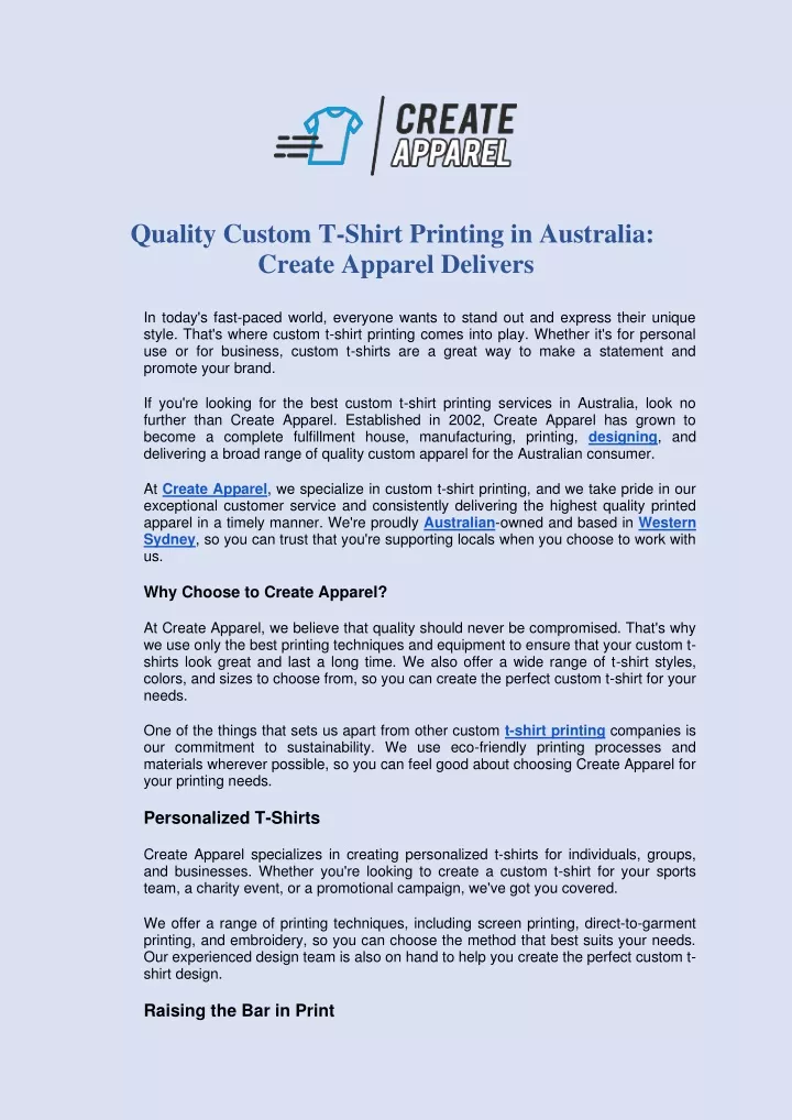 quality custom t shirt printing in australia