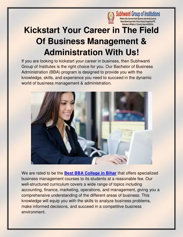 kickstart your career in the field of business