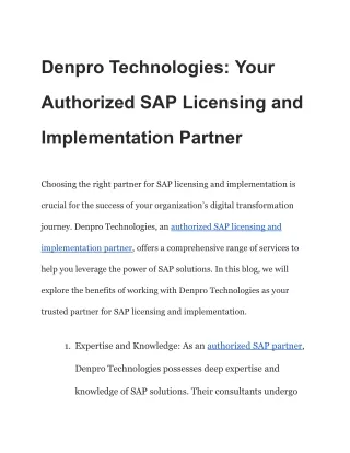Denpro Technologies_ Your Authorized SAP Licensing and Implementation Partner