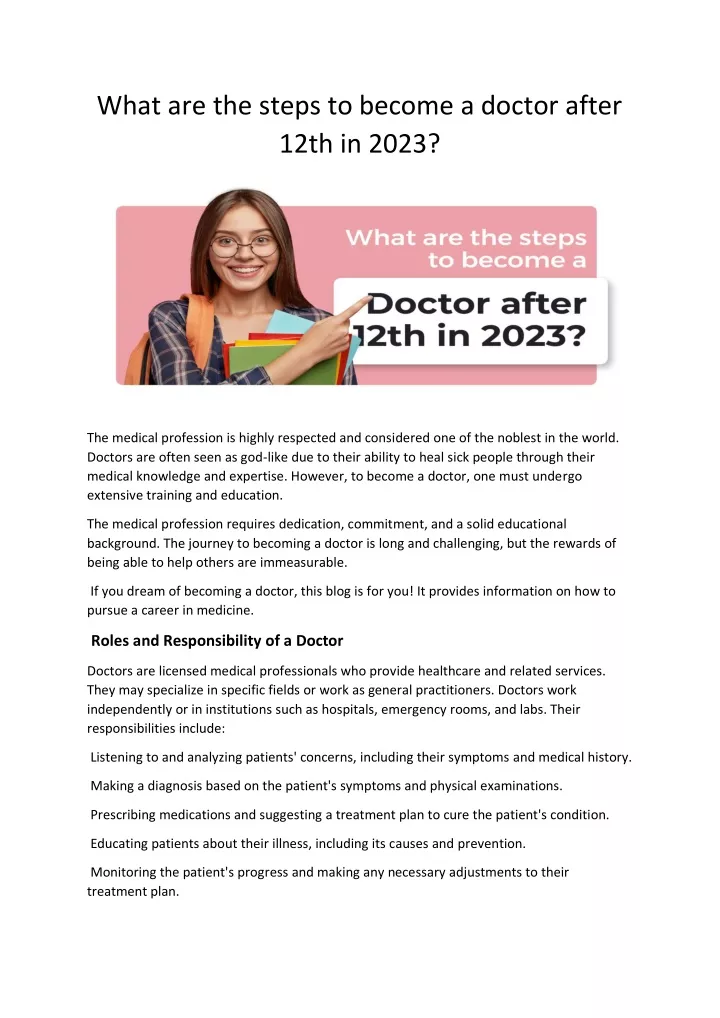what are the steps to become a doctor after 12th