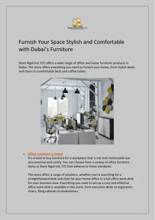 Comfortable Living Space with Elegant Furniture | Store Rigid Industries FZC