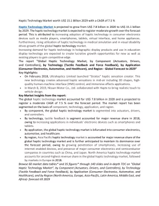 haptic technology market worth us 15 1 billion