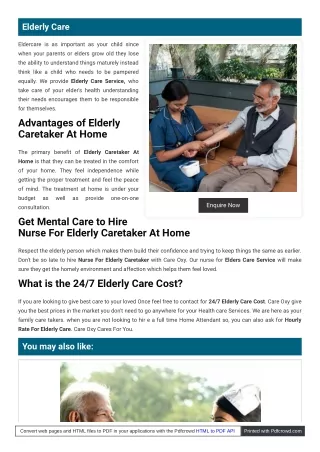 Exceptional Elderly Caretaker at Home in India