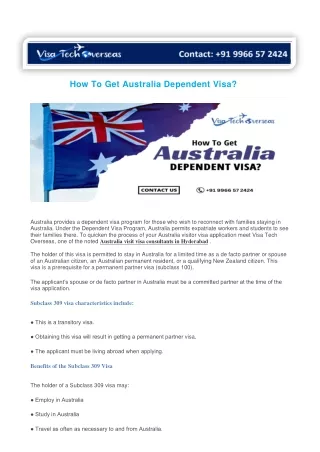 How To Get Australia Dependent Visa