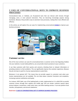 5 USES OF CONVERSATIONAL BOTS TO IMPROVE BUSINESS PROCESSES