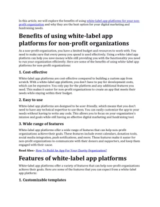 in this article we will explore the benefits