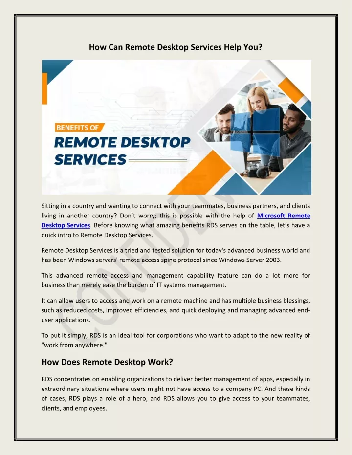 how can remote desktop services help you