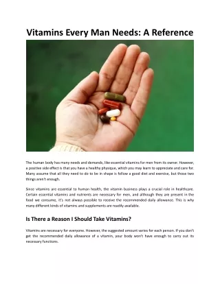 Vitamins Every Man Needs - A Reference