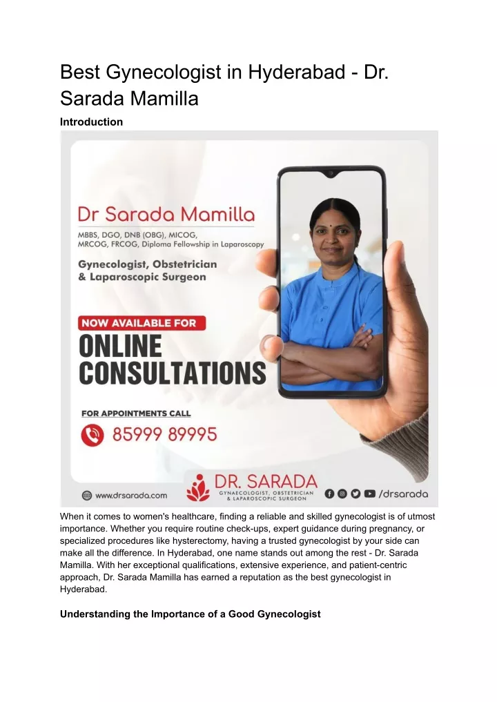 best gynecologist in hyderabad dr sarada mamilla