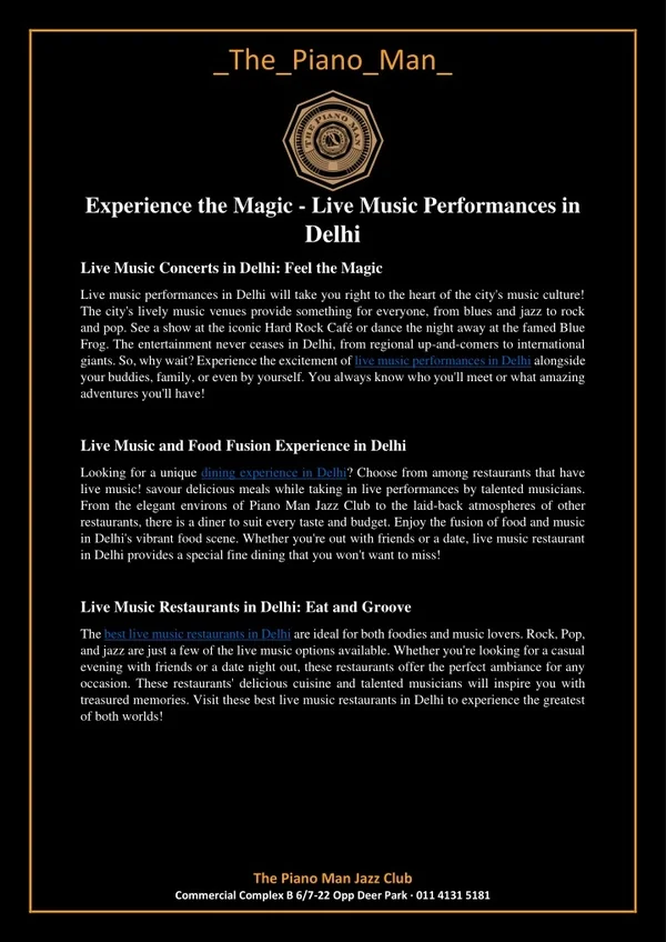 Live Music Performances in Delhi