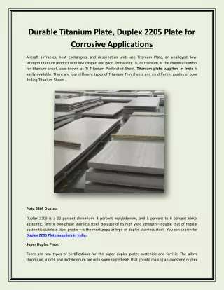 Durable Titanium Plate, Duplex 2205 Plate for Corrosive Applications