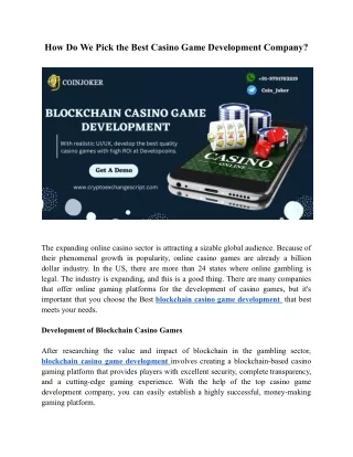 How Do We Pick the Best Casino Game Development Company
