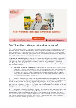 Top 7 franchise challenges in franchise business
