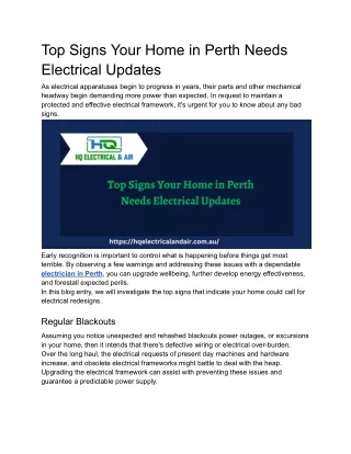 Top Signs Your Home in Perth Needs Electrical Updates