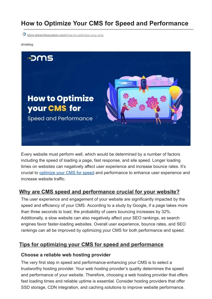 how to optimize your cms for speed and performance