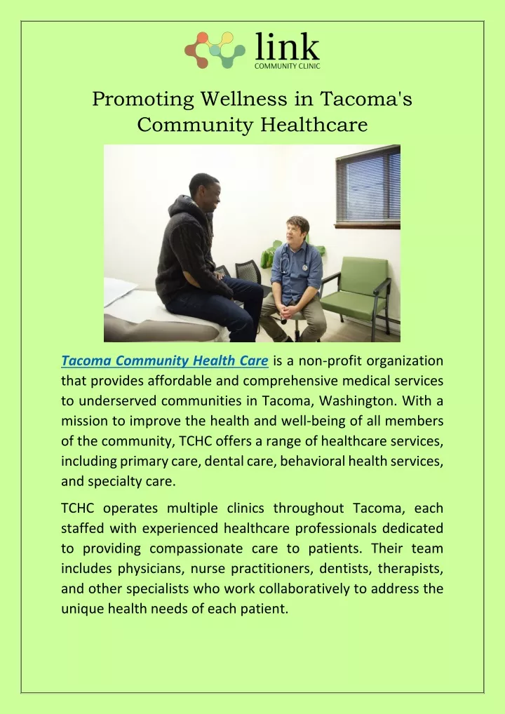 promoting wellness in tacoma s community