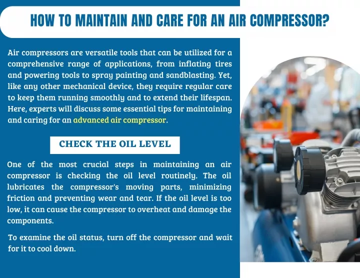 how to maintain and care for an air compressor