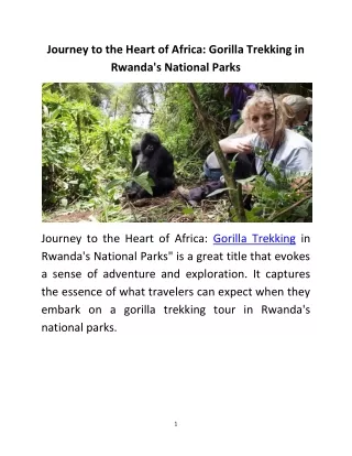 Journey to the Heart of Africa Gorilla Trekking in Rwanda's National Parks