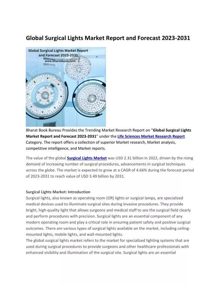 global surgical lights market report and forecast