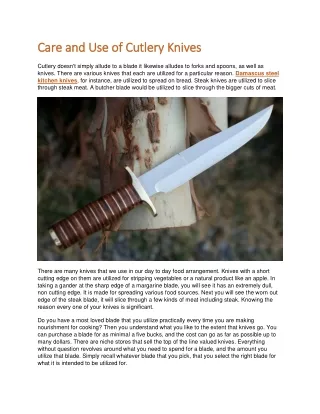 Care And Use Of Cutlery Knives