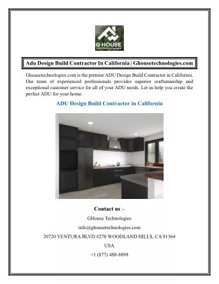 Adu Design Build Contractor In California  Ghousetechnologies.com
