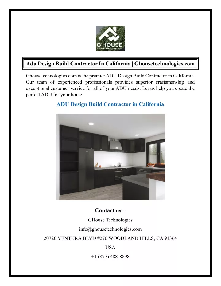 adu design build contractor in california